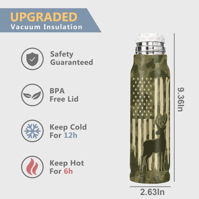 Deer Hunting Gifts: 17oz Stainless Steel Bullet Tumbler