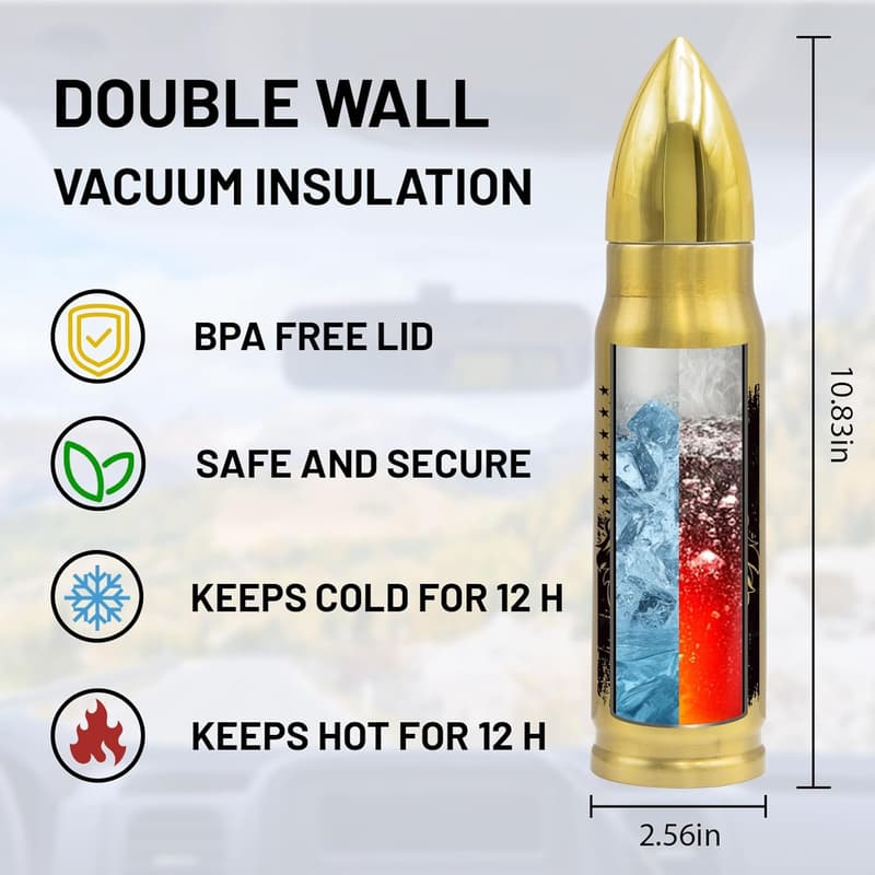 Gold 17 oz Bullet Tumbler for Brother - Perfect Gift Idea