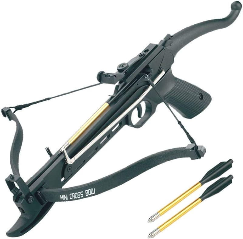 80 lb Self-Cocking Pistol Crossbow with 27 Bolts