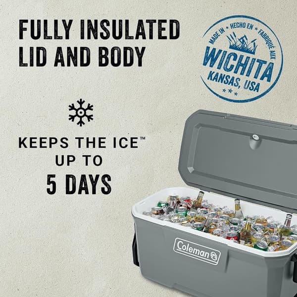 Coleman 100-Quart Insulated Wheeled Cooler - Keeps Ice 5 Days