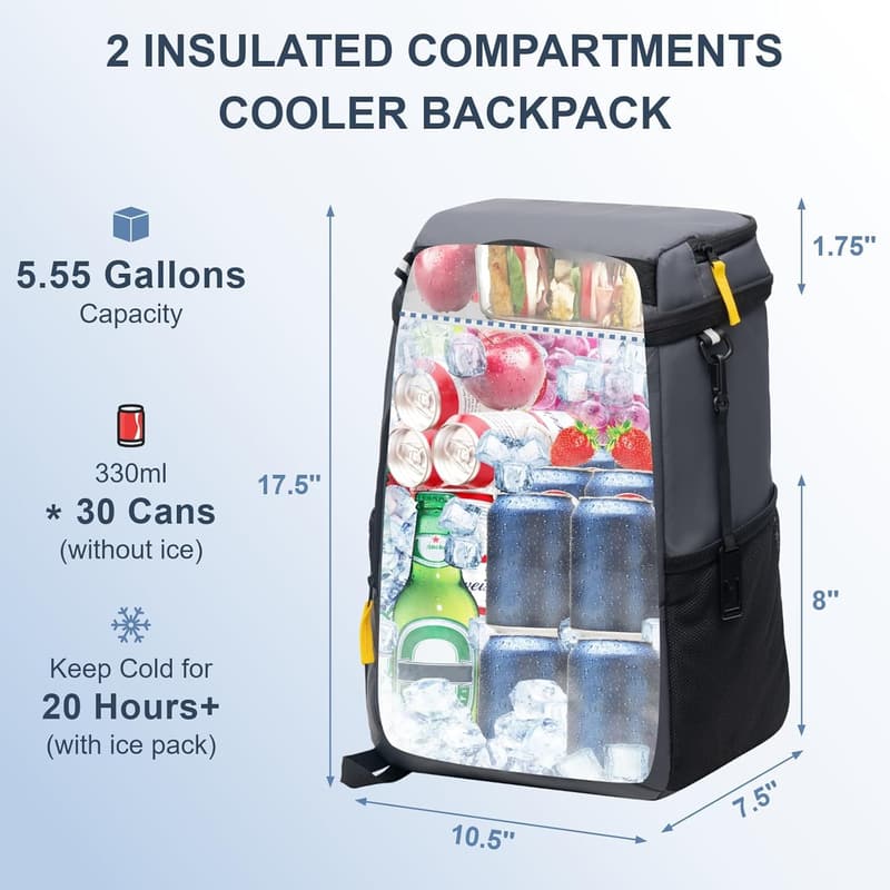 Portable Insulated Backpack Cooler for Beach & Travel
