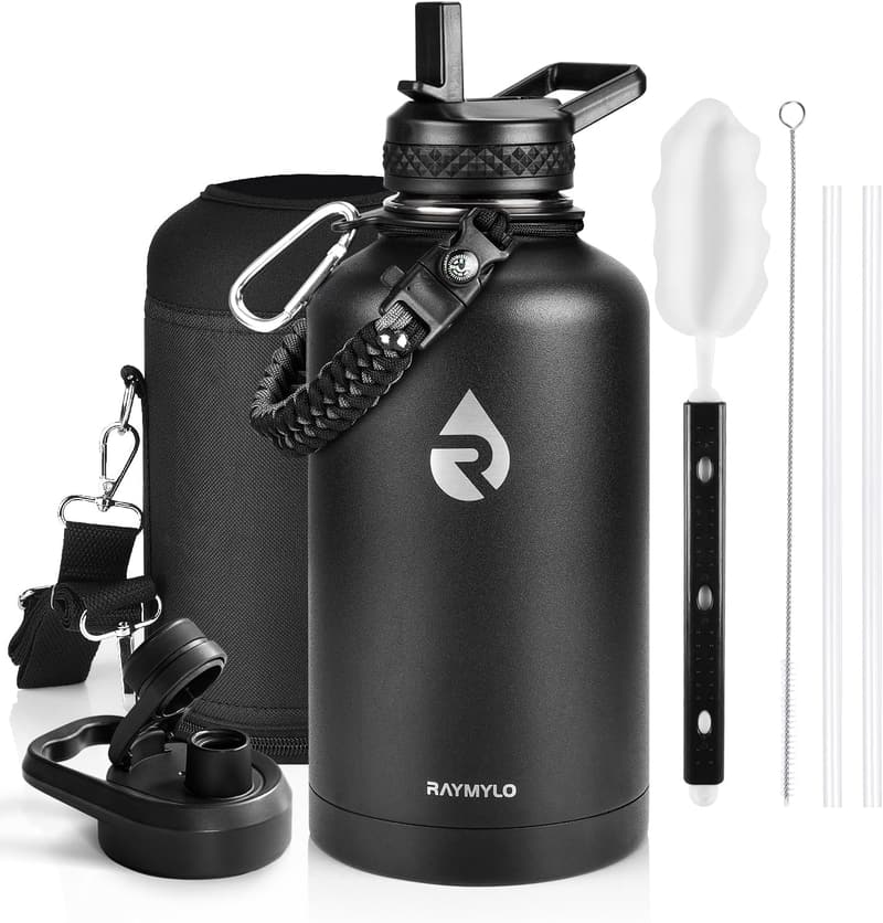 64 oz Insulated Stainless Steel Water Bottle with Straw Lid