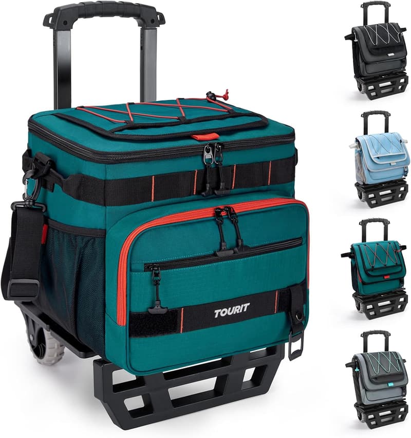 Collapsible 48-Can Insulated Cooler with All-Terrain Cart