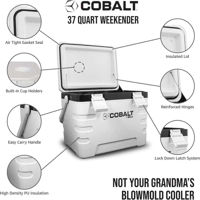 Cobalt 37 Quart Cooler - Ice Chest for Camping & Events