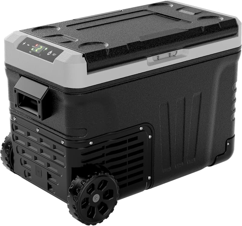 Portable 12V Electric Cooler - 37QT with Wheels for Travel