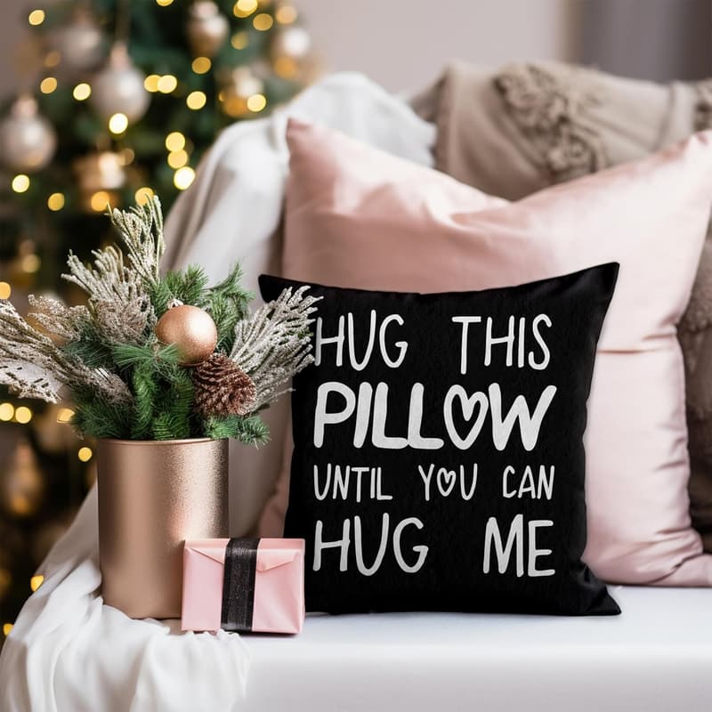Long Distance Relationship Throw Pillow Cover, 18x18 Black