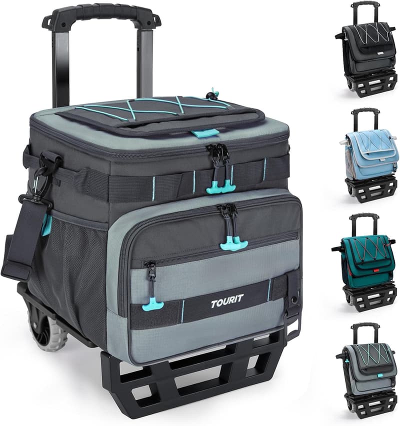 Collapsible 48-Can Insulated Rolling Cooler with Cart