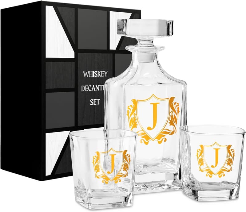 Personalized Whiskey Decanter Set for Men, Ideal Birthday Gift