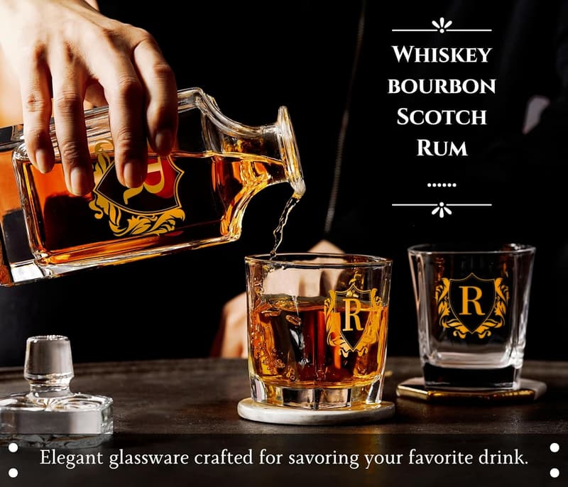 Personalized Whiskey Decanter Set for Men, Ideal Birthday Gift