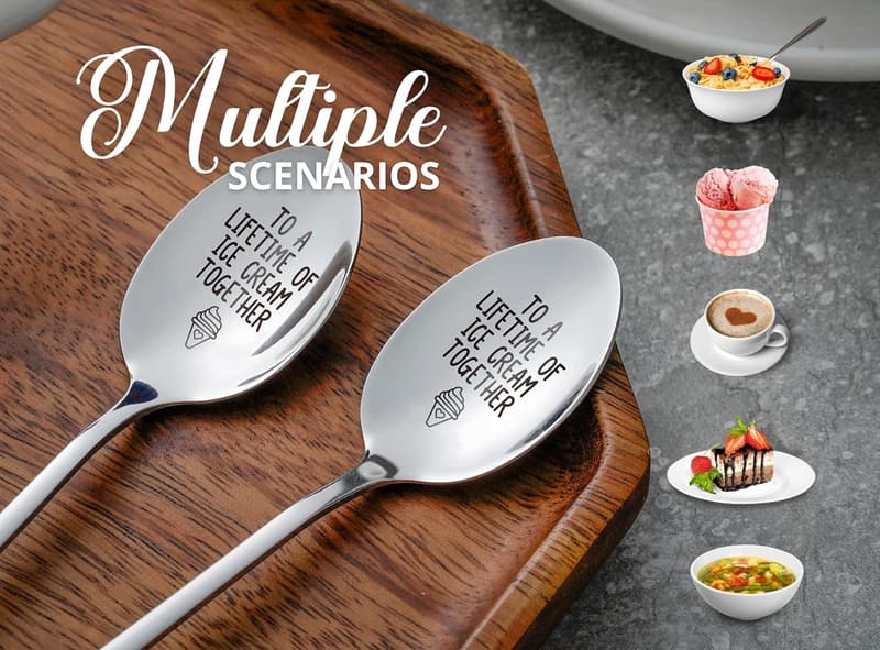 Customized Stainless Steel Ice Cream Spoons for Couples