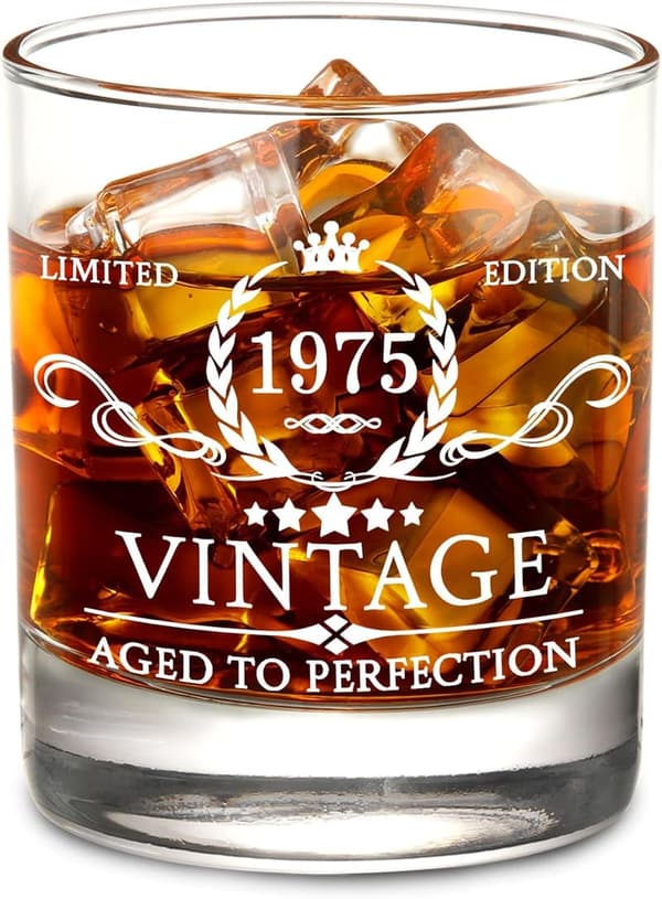 50th Birthday Whiskey Glass Gift for Men - 11oz