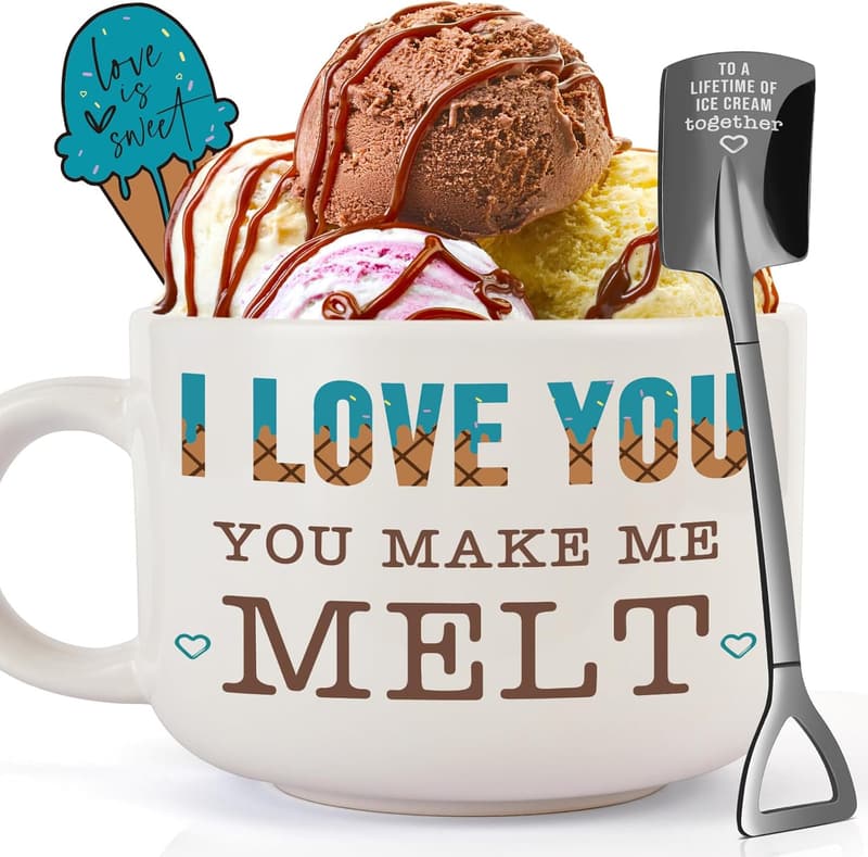 Romantic Ice Cream Bowl Set for Him - Perfect Birthday Gift