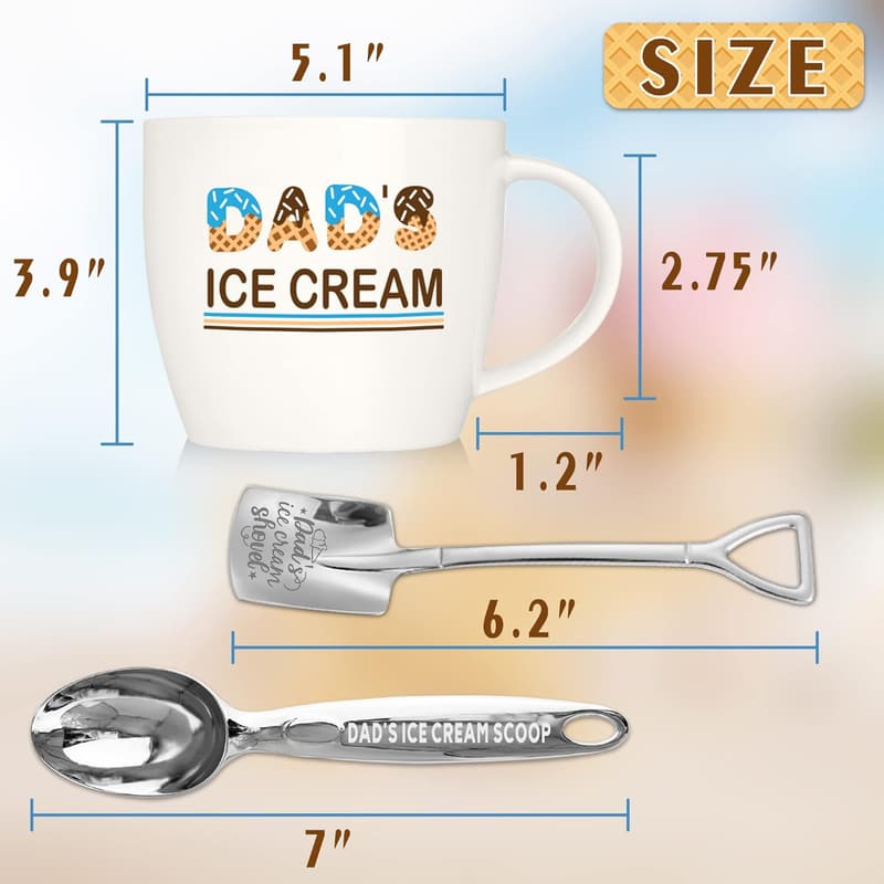 Father's Day Ice Cream Bowl Set with Scoop for Dads