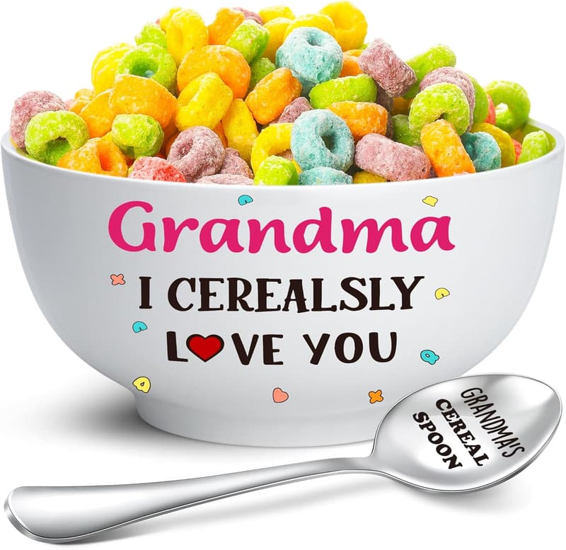 Personalized Cereal Bowl & Spoon Set for Grandma's Day