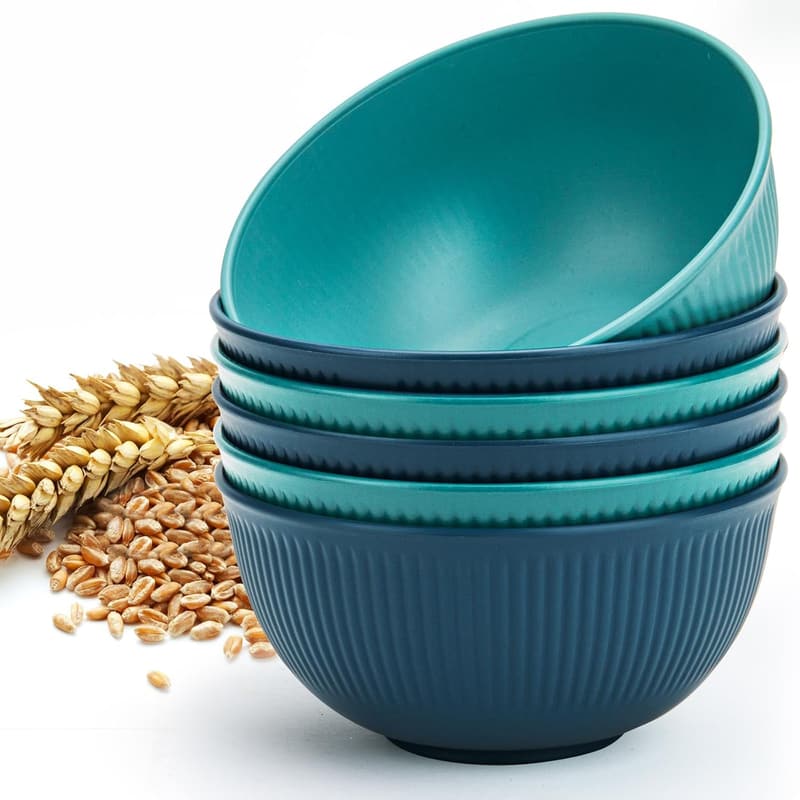 Set of 6 Lightweight Wheat Straw Fiber Cereal Bowls - 24 oz