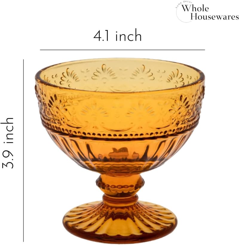 Colorful Glass Ice Cream Cups - Set of 4 Dessert Bowls