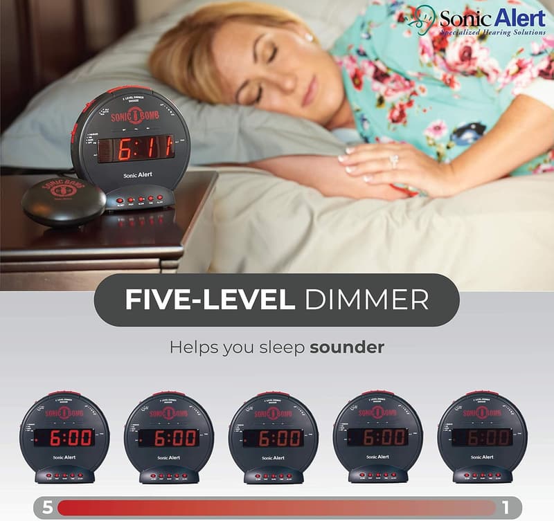 Extra Loud Sonic Bomb Alarm Clock with Bed Shaker for Heavy Sleepers