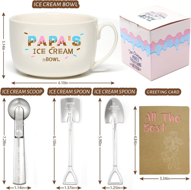 Ice Cream Bowl & Scoop Set - Unique Gift for Dad