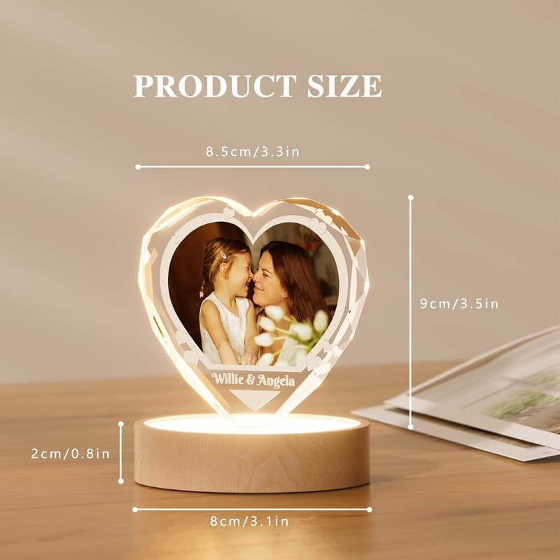 Personalized 3D Crystal Photo Gift for Mom's Birthday