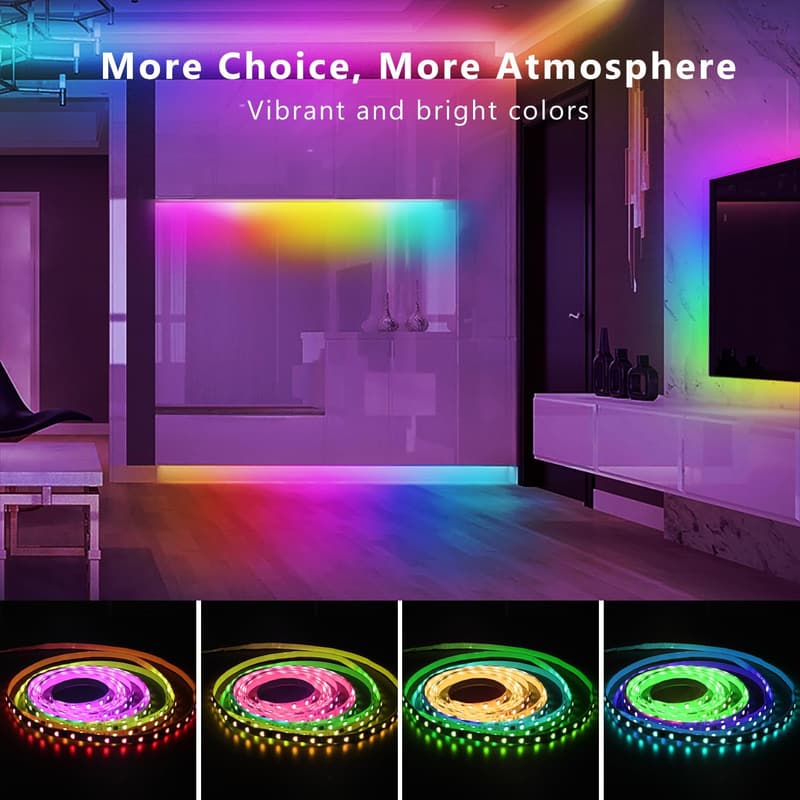 Smart IC LED Strip Lights - 16.4 ft Color Changing App Control