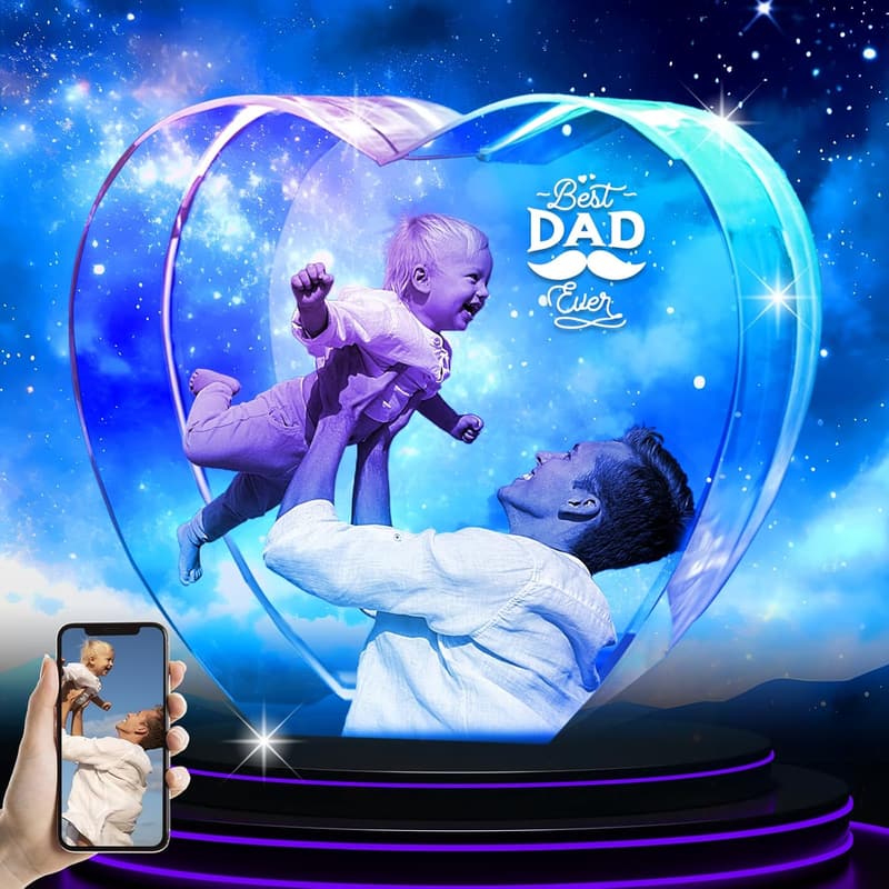 Personalized 3D Crystal Photo for Birthdays - Heart Design