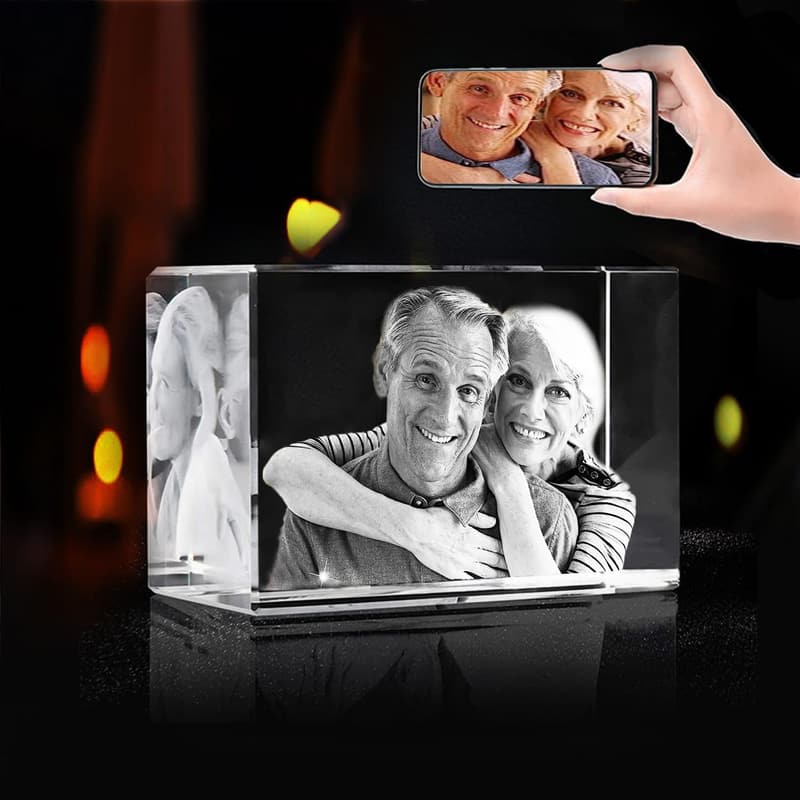 Custom 3D Crystal Photo Etching - Unique Glass Cube Gift