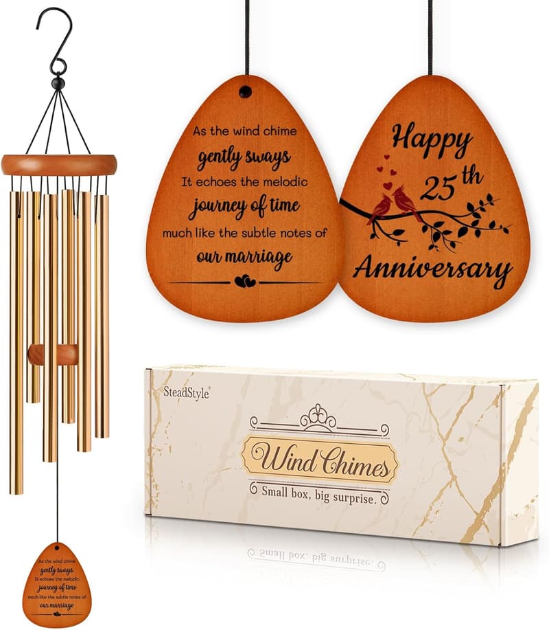 25th Anniversary Silver Wind Chime Keepsake for Couples