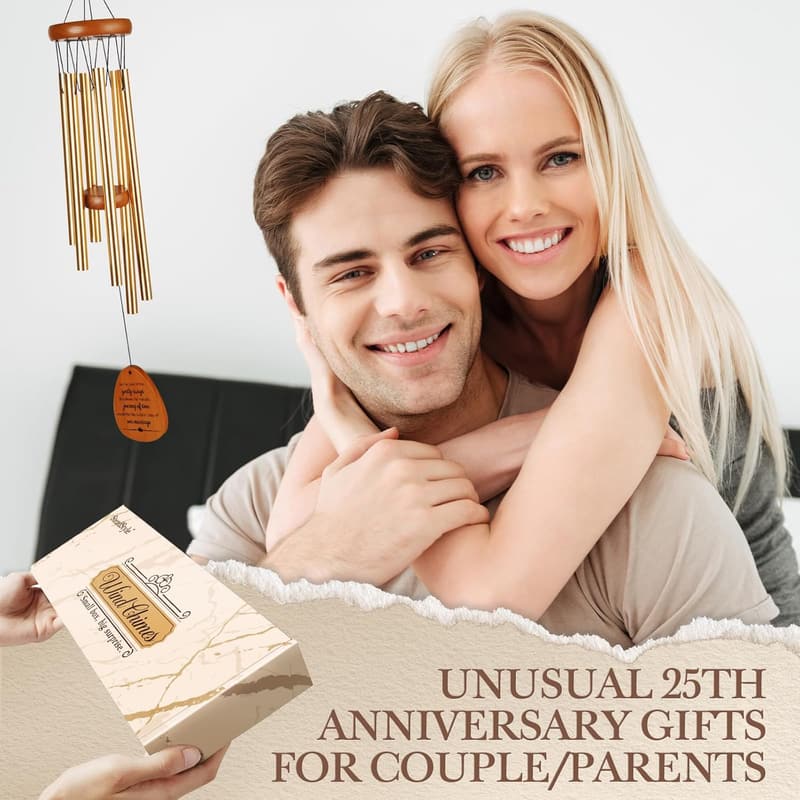 25th Anniversary Silver Wind Chime Keepsake for Couples