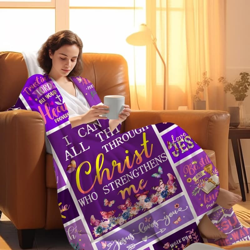 Inspirational Bible Verse Throw Blanket for Women & Kids