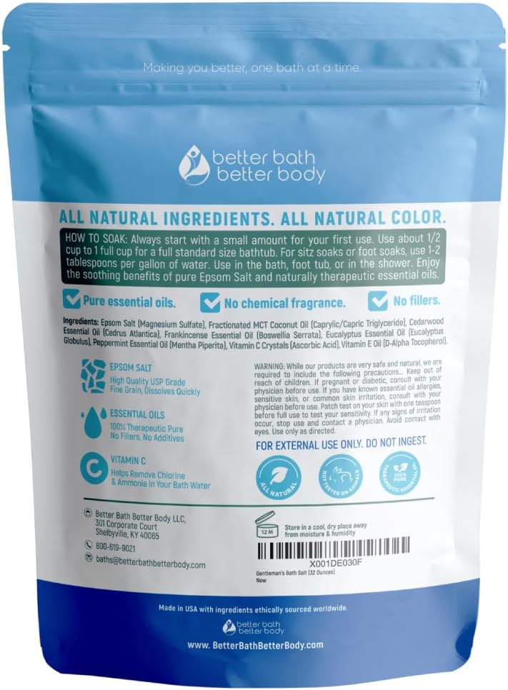 Men's Epsom Bath Salt with Cedarwood & Essential Oils - 32 oz
