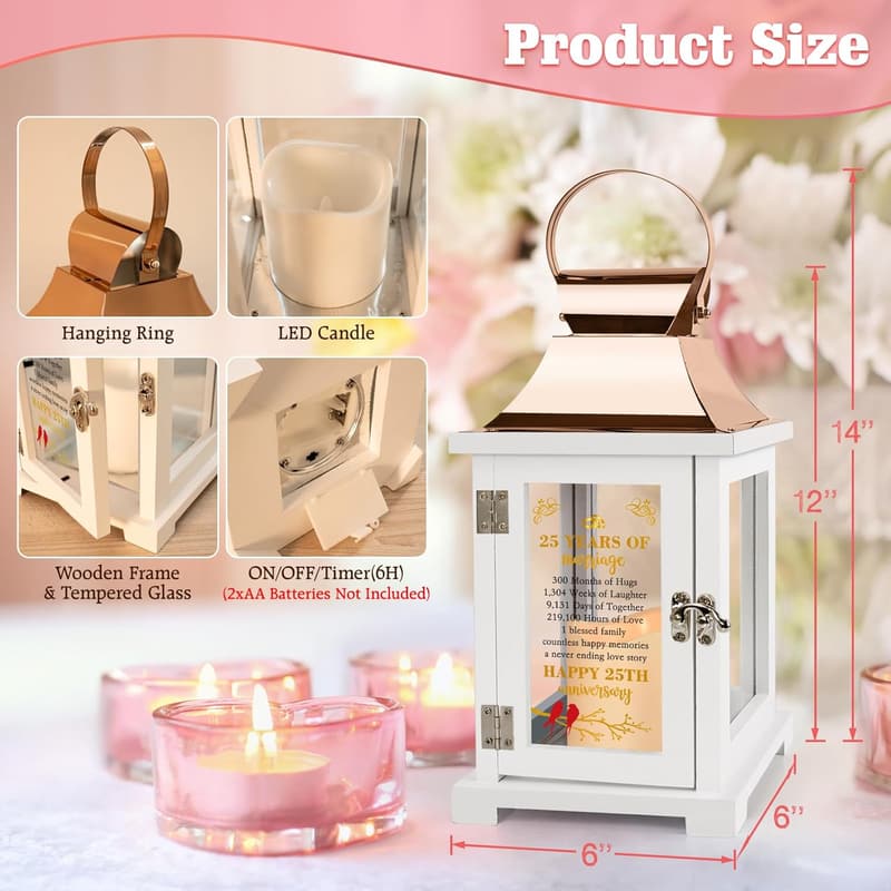 25th Anniversary Lantern - Perfect Gift for Couples