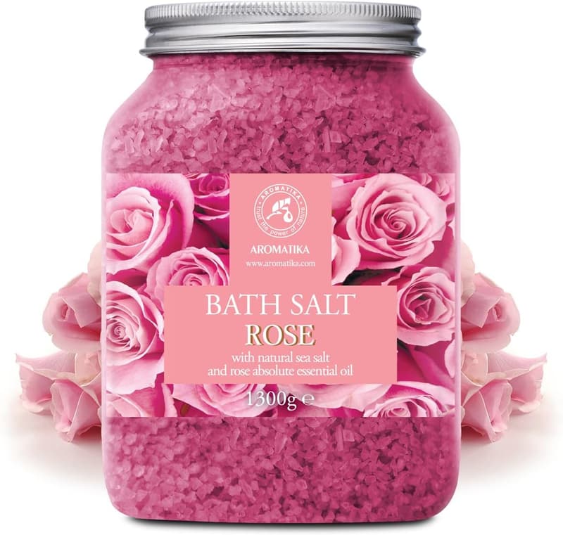 Natural Rose Bath Salts with Rosewood Oil - 46 Oz Aromatherapy