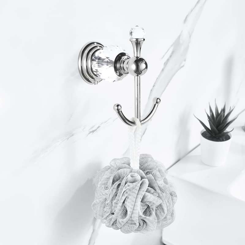 Modern Chrome Double Towel Hook for Bathroom and Coats