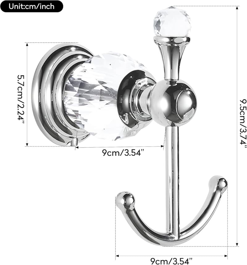 Modern Chrome Double Towel Hook for Bathroom and Coats