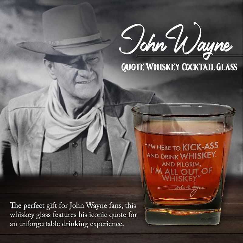 John Wayne Quote Whiskey Glass - Ideal Gift for Dads, 10 oz