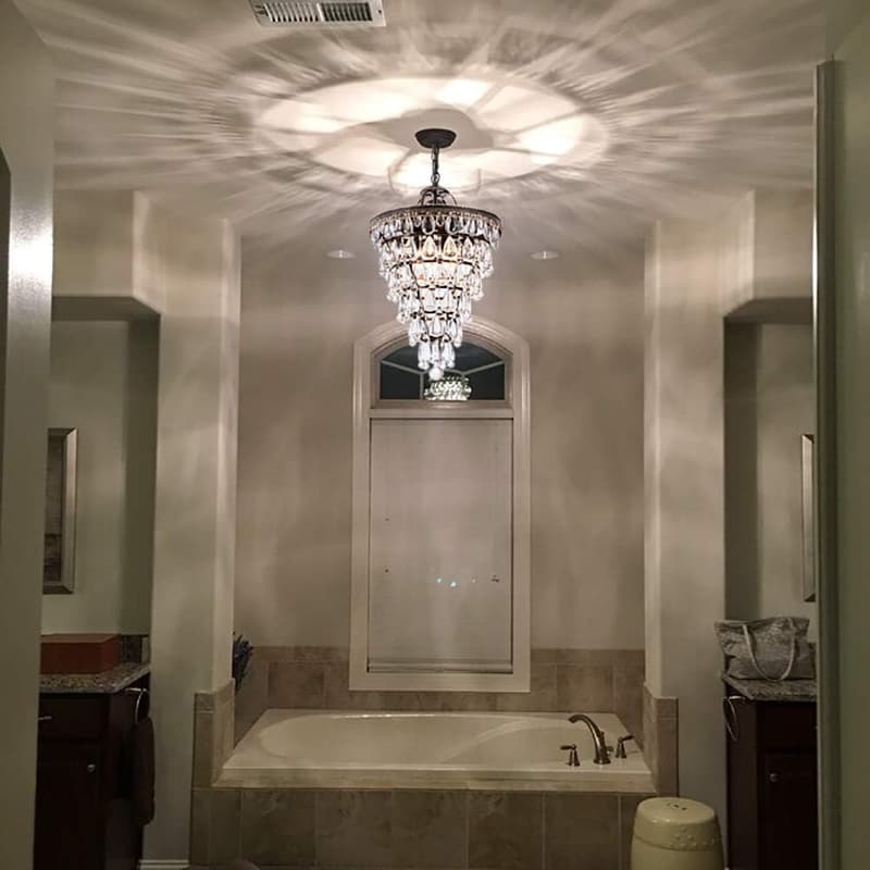 Bronze 4-Light Crystal Chandelier for Farmhouse Entryway