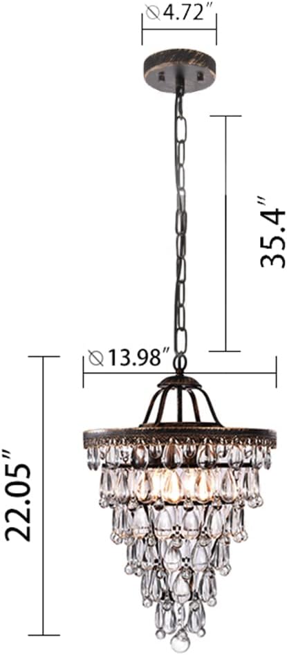 Bronze 4-Light Crystal Chandelier for Farmhouse Entryway