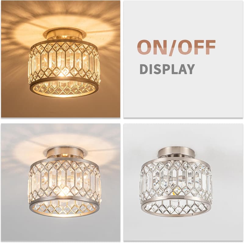 Modern Crystal Semi Flush Mount Ceiling Light Fixture