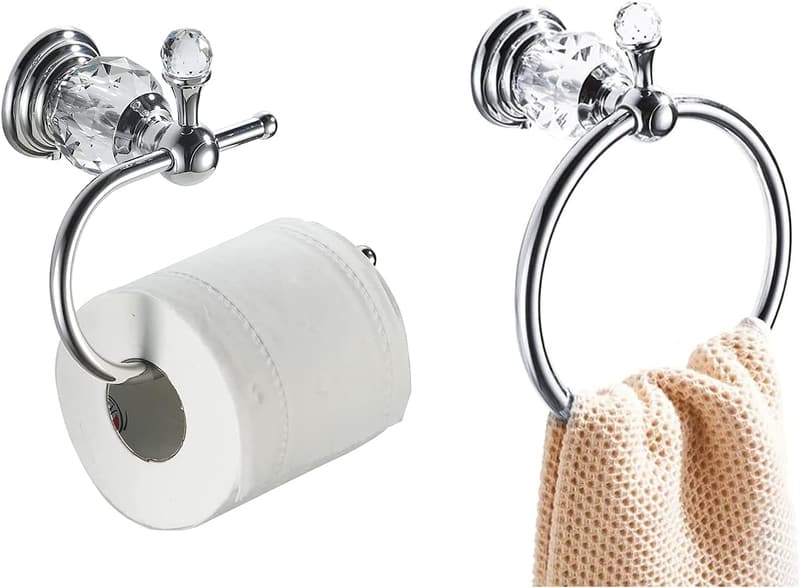 Chrome Towel Hook Set - 2-Piece Wall-Mounted Bathroom Accessories