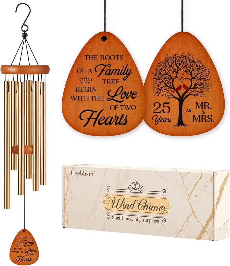 25th Anniversary Wind Chime - Silver Keepsake for Couples