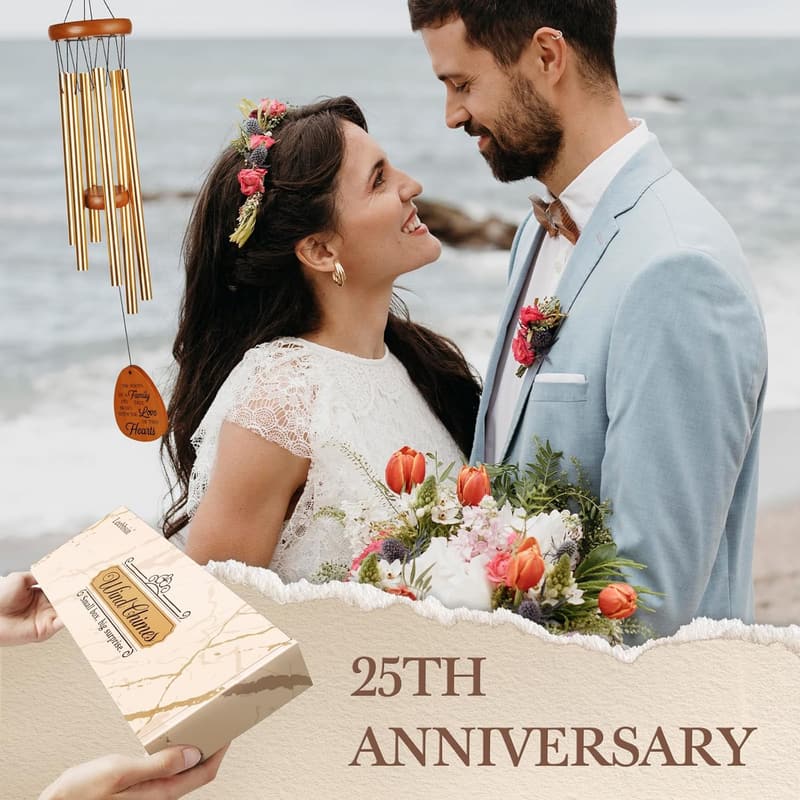 25th Anniversary Wind Chime - Silver Keepsake for Couples