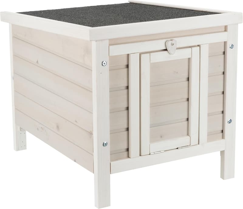 Weatherproof Outdoor Cat House with Hinged Roof, Gray Fir Wood