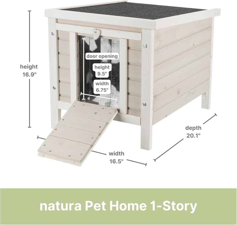 Weatherproof Outdoor Cat House with Hinged Roof, Gray Fir Wood