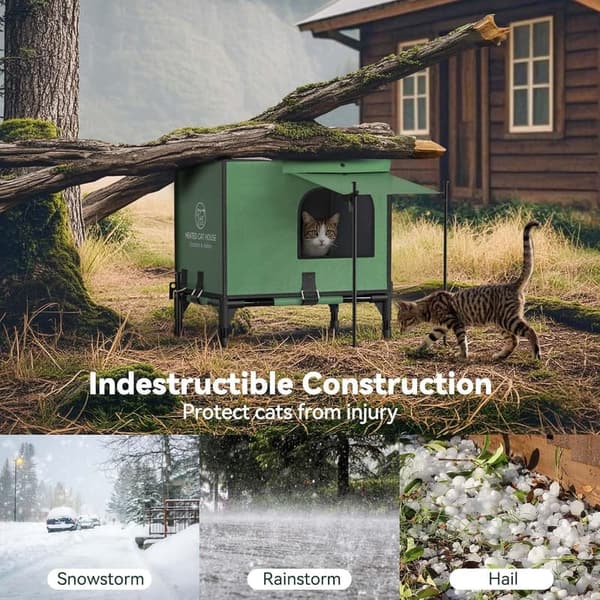 Heated Waterproof Outdoor Cat House for Winter Shelter