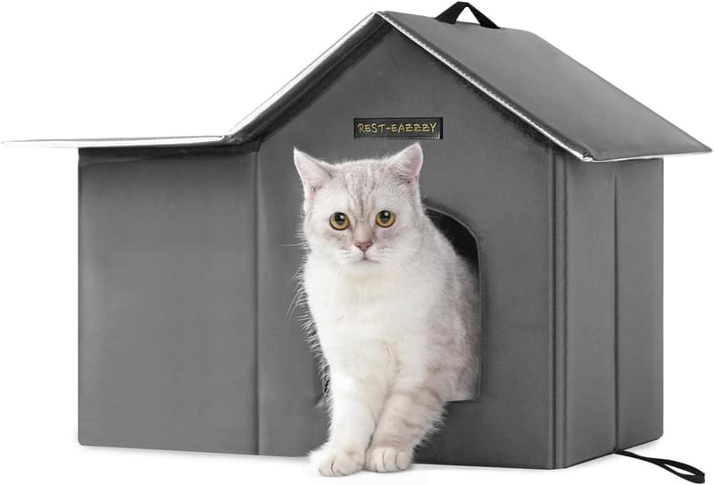 Insulated Cat House with Mat - Portable & Weatherproof