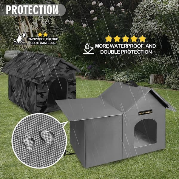 Insulated Cat House with Mat - Portable & Weatherproof
