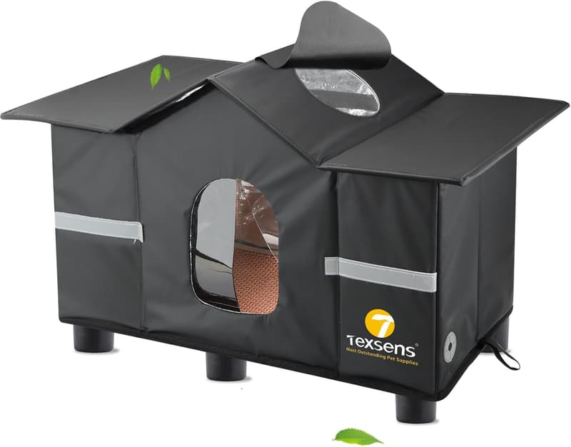 Weatherproof Outdoor Cat House - Insulated Elevated Shelter with Cushion