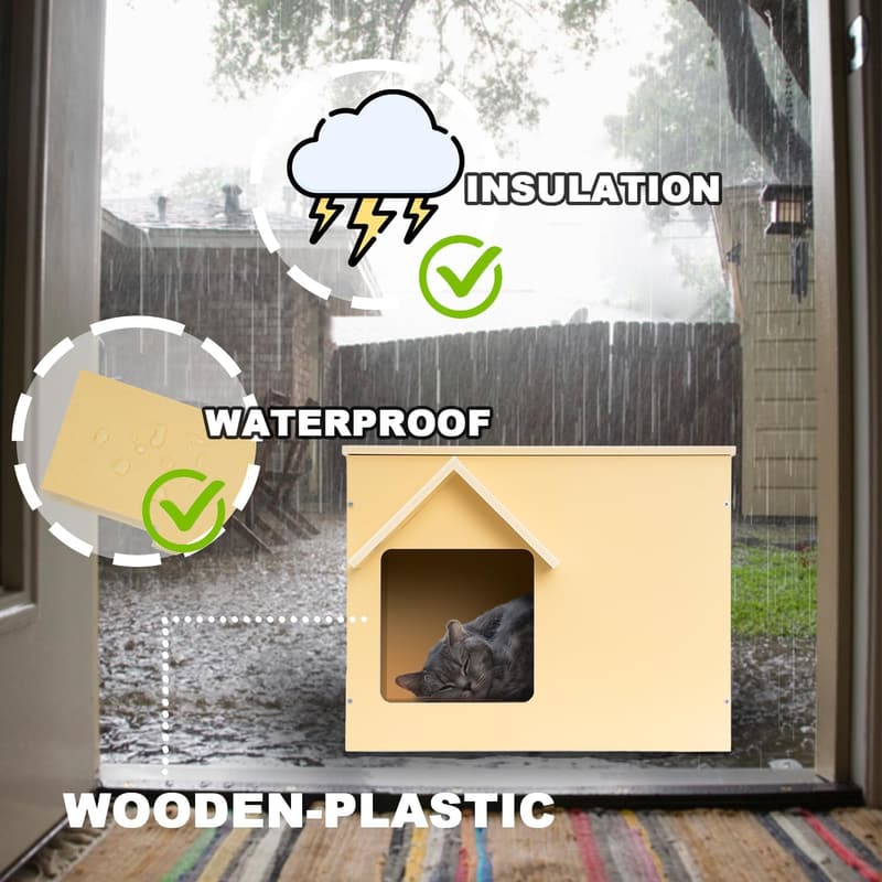 Outdoor Cat House - Sturdy Waterproof Insulated Shelter