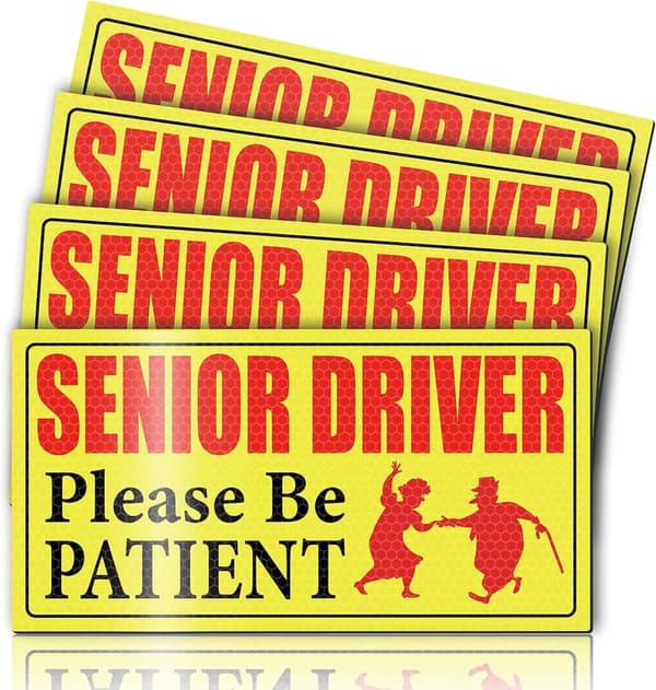 Reflective Car Magnet Sign for Seniors - 4-Piece Set