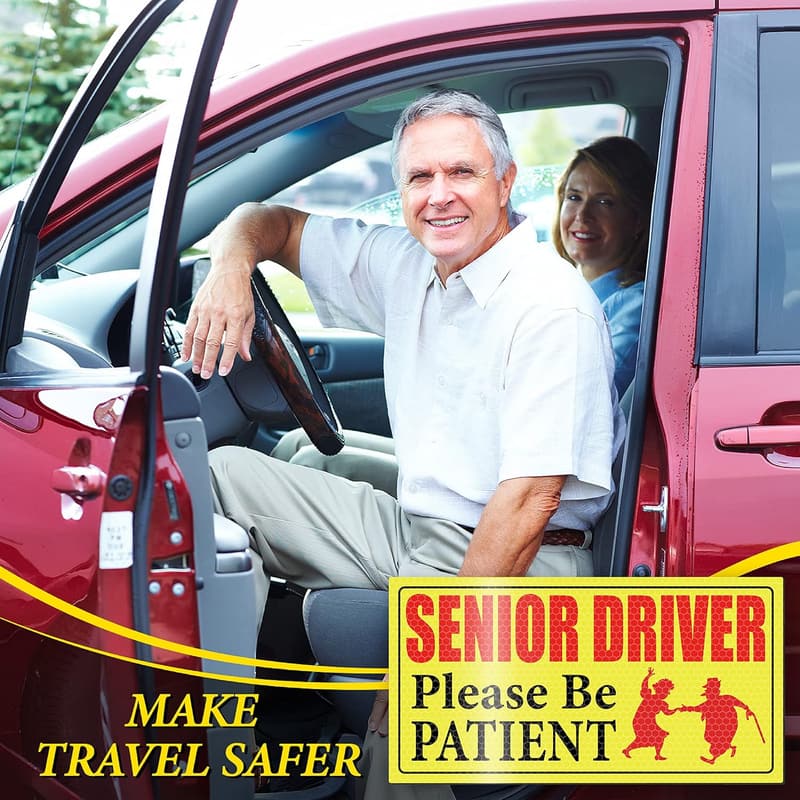 Reflective Car Magnet Sign for Seniors - 4-Piece Set